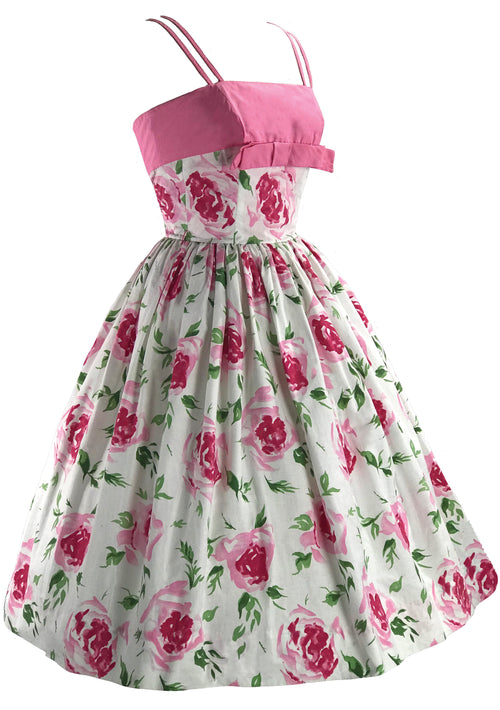 Gorgeous 1950s Pink Roses Horrockses Designer Dress- New!