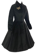 Sublime 1950s Lilli Ann Black Wool Princess Coat- New!