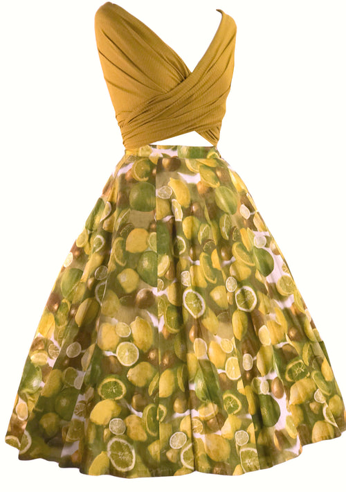 1950s Lemons & Limes Novelty Print Skirt  - New!