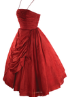 Stunning 1950s Red Organza Draped Cocktail Dress - New!