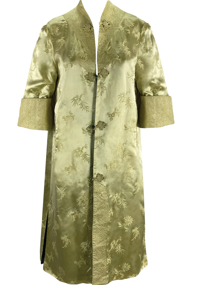 Vintage 1960s Chinese Floral Silk Satin Robe Coat- New!
