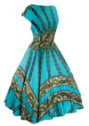 Vintage 1950s Italian Designer Turquoise Blue Cottob Dress- New!