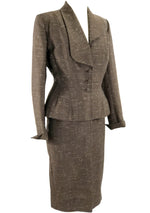 1950s Designer Bronze Silk with Cream Flecks Lilli Ann Suit - New!