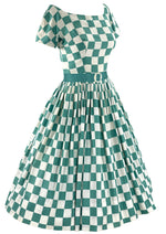 Late 1950s Suzy Perette Designer Checkerboard Cotton Dress- New!