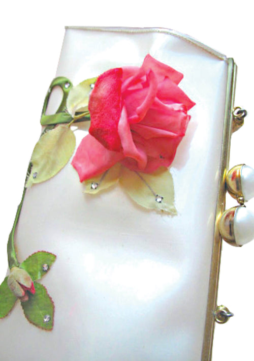 Vintage 1950s Pink Rose Applique Handbag - New! (Layby)