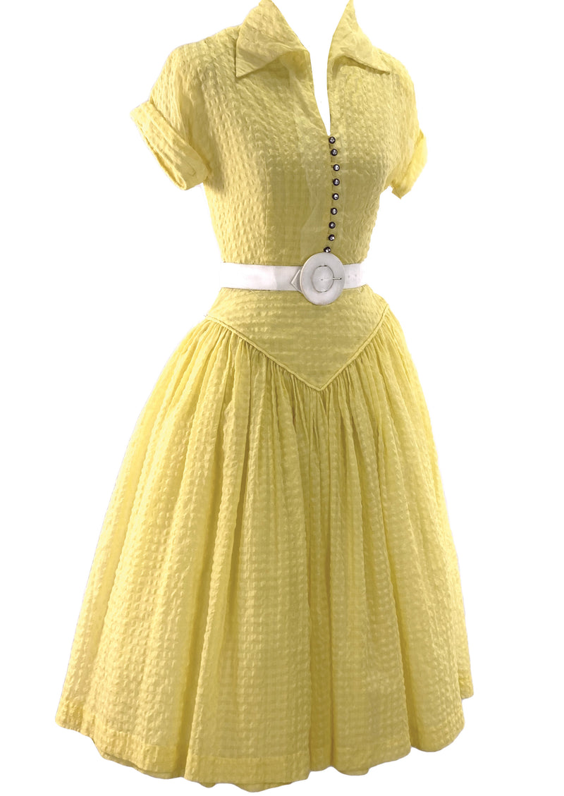Lovely 1950s Daffodil Yellow Seersucker Dress - New!