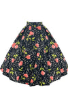 Vintage 1950s Pink Roses on Black Flannel Skirt- New!