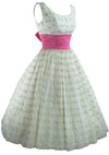 Vintage 1950s Pink Rosebud Flocked Party Dress - New!