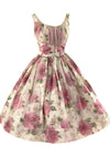 Vintage Late 1950s Pink Roses Dress with Overlay- NEW!