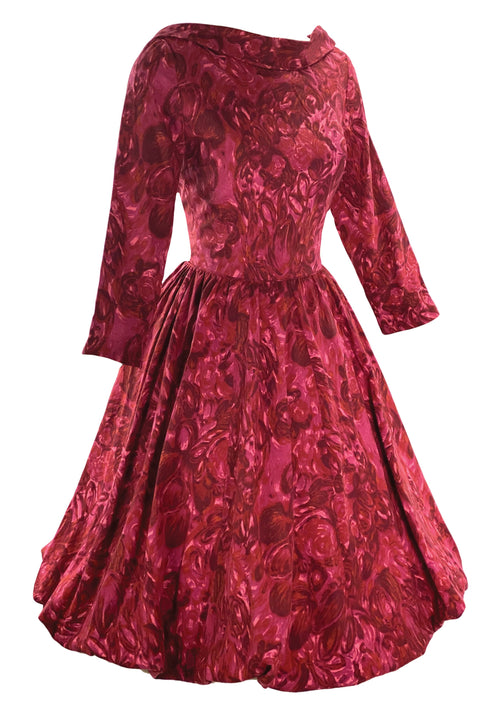 Late 1950s to Early 1960s Pink Floral Gilden Designer Dress- New!