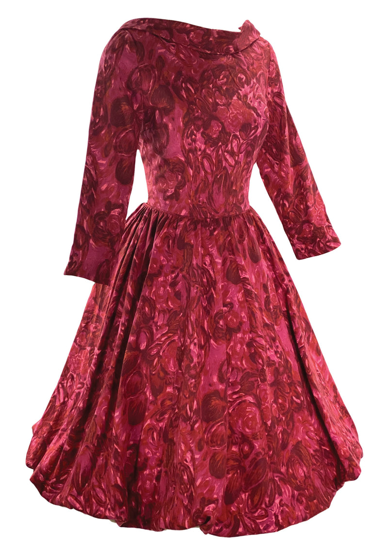 Late 1950s to Early 1960s Pink Floral Gilden Designer Dress- New!