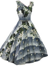 1950s Dogwood Floral Sprays 3D Applique Cotton Dress - New!
