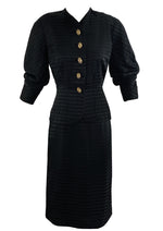 Vintage Late 1940s Designer Black Striped Cocktail Suit - NEW!