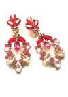 Classic Pink Tourmaline & Ruby Czech  Earrings - New!