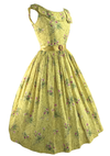 1950s Pink Rosebuds on Golden Yellow Cotton Dress- New! (ON HOLD)