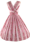 Vintage 1950s Pin-up Pink Roses Cotton Sun Dress  - New! (RESERVED)