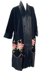 Vintage 1920s Black Velvet Coat with Pink Floral Embroidery  - New!