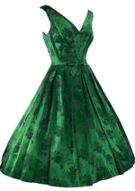 Gorgeous Late 1950s Early 1960s Green Brocade Cocktail Dress- New!