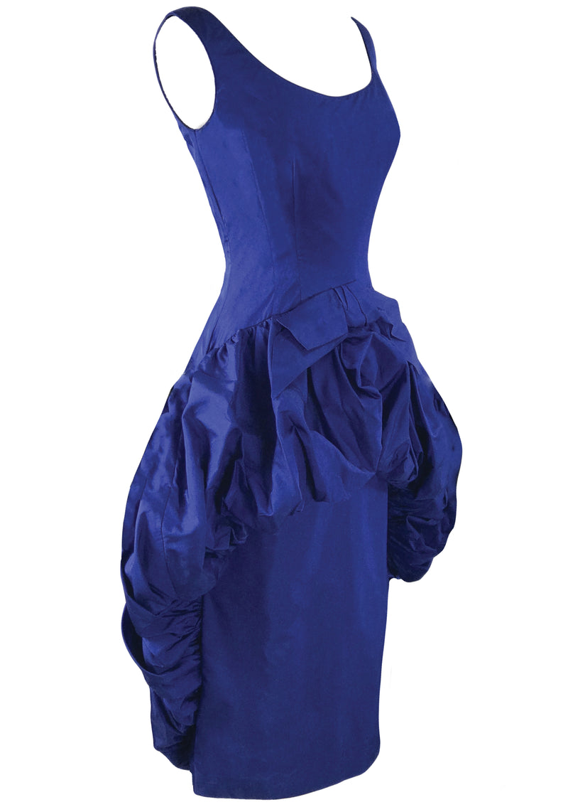 Vintage 1950s Royal Blue Silk Taffeta Cocktail Dress - New!