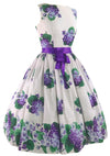1950s Violets on White Waffle Weave Cotton Dress - New! (ON HOLD)