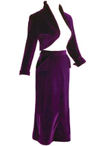 Sensational Figure Hugging 1950s Plum Velvet Suit - New!