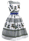 Vintage 1950s Novelty Print Cotton Dress- New!