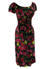 Vintage 1950s Roses Print Silk Wiggle Dress - NEW!