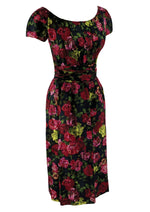 Vintage 1950s Roses Print Silk Wiggle Dress - NEW!