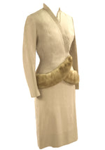 Designer 1950s Oatmeal Wool Crepe Lilli Ann Suit - New!