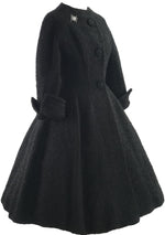 1950s Designer Lilli  Ann Black Boucle Princess Coat- New!