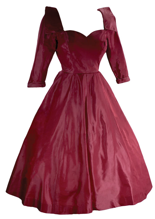 Sophisticated 1950s Merlot Satin Cocktail Dress- New! (ON HOLD)