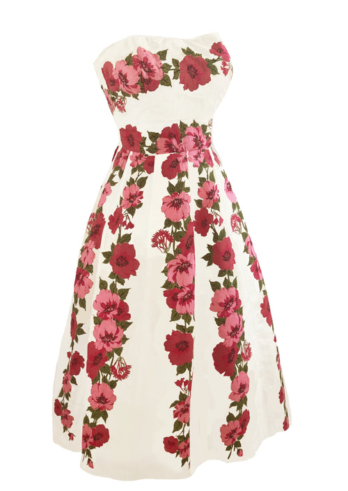 Vintage 1950s Pink Trailing Flowers Dress- NEW!