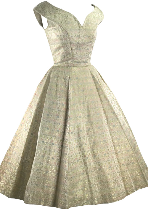 1950s Designer Golden Brocade Wedding Party Dress - New! (Layaway)