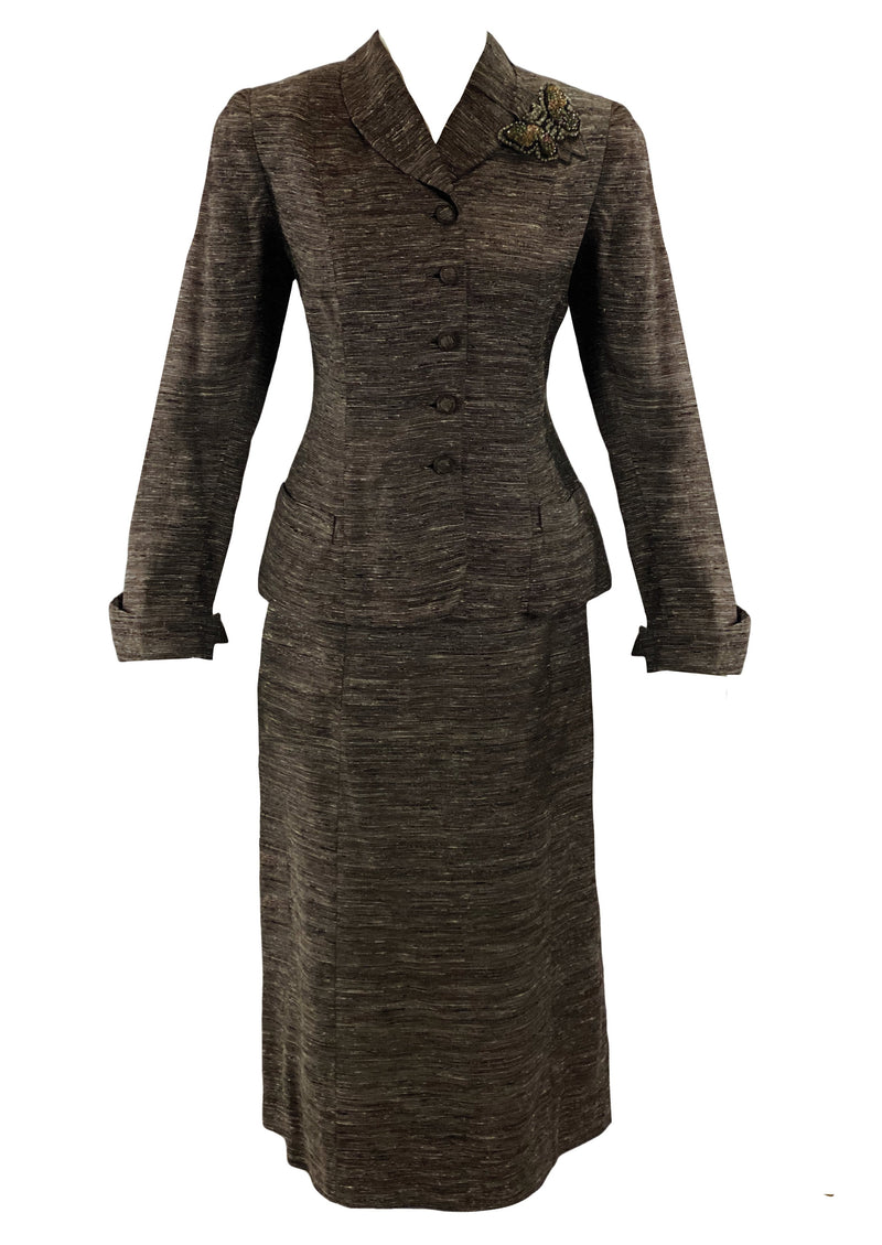 Stunning Vintage 1940s Brown Flecked Suit - New!