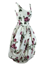 Stunning 1950s Sculptured Magenta Roses Cocktail Dress- New!