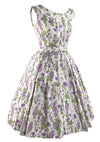 1950s Cotton Dress with Lavender & Sage Green Flowers - New!