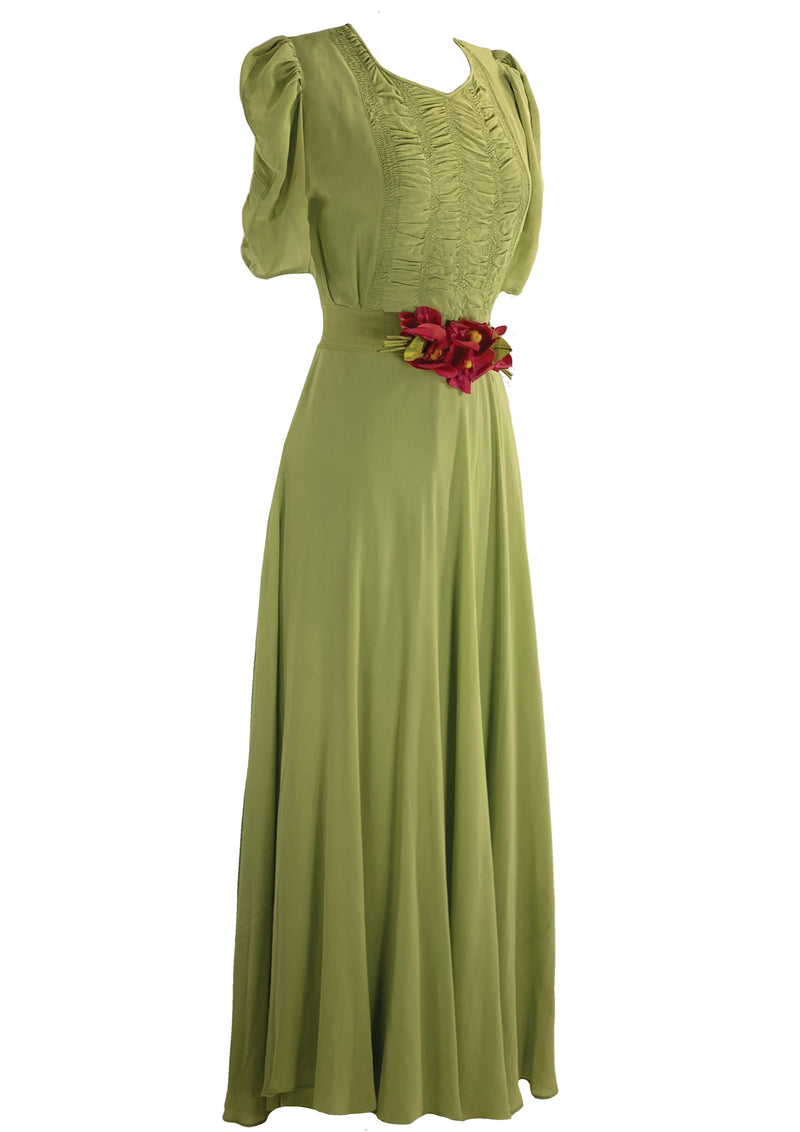 Stunning 1930s Crepe Chiffon Party Maxi Dress - New!