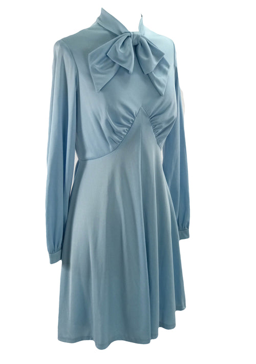 Vintage 1960s Mod Sky Blue Jersey Dress - New!