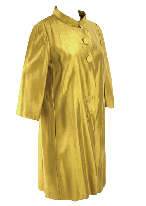 Vintage 1960s Gold Beaded Sheath Party Dress and Coat Ensemble - New!