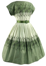 Late 1950s Green Trailing ivy Border Print Dress- New! (ON HOLD)