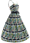 Vintage 1950s Bucolic Novelty Print Cotton Dress- New!