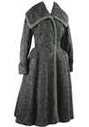 Vintage 1940s Charcoal Flecked Wool Princess Coat  New!
