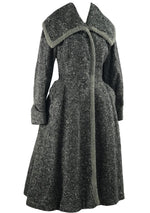 Vintage 1940s Charcoal Flecked Wool Princess Coat  New!