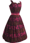 Vintage 1950s Magenta Paisley Print Cotton Dress- New!