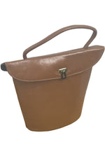 Classic 1950s Brown Faux Leather Bucket Handbag- New!