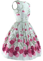 Vintage 1950s Pink Carnations Pique Dress - New!
