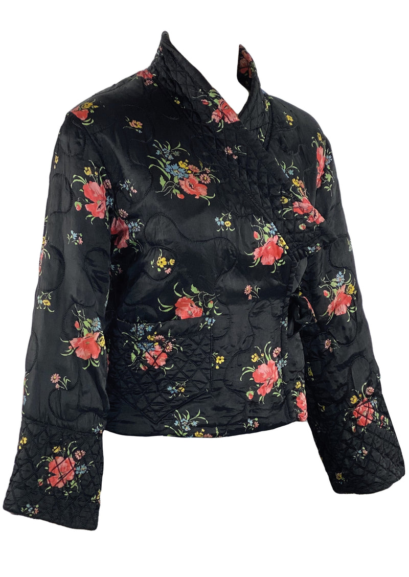 Stunning Early 1930s Black Floral Quilted Jacket  - NEW!