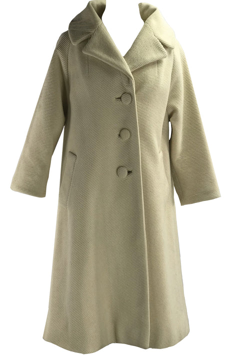 Early 1960s Lilli Ann Cream Wool Designer Coat- New!