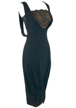 1940s -1950s Designer Black Silk Crepe Cocktail Dress - New!