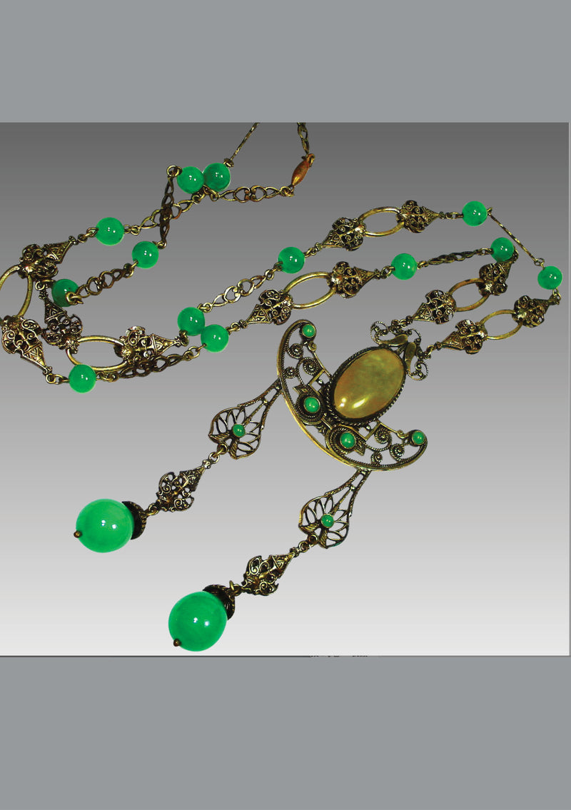 Elegant 1910 - 1920s  Czech Sautoir Necklace- New!